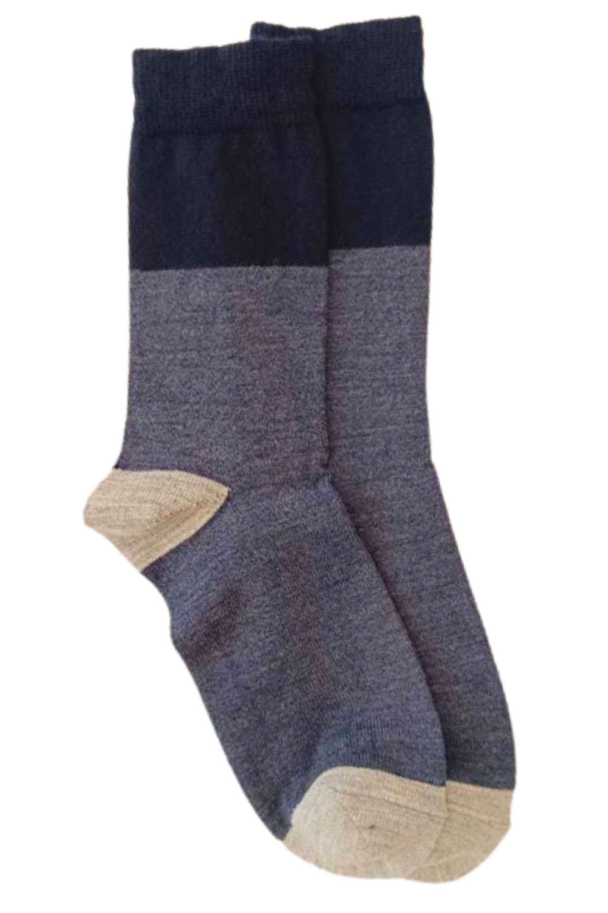 Denim & Navy Wool Blend Colorblocked Warm Fashion Socks | Men